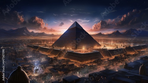 abstract depicition of ancient egypt civilization with pyramids