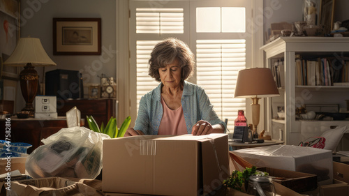 Elderly woman moving house