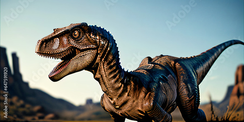 Velociraptor closeup. Photorealistic high resolution concept design illustration