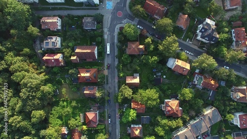 Aerial of Residential Area Villas, Sopot Poland