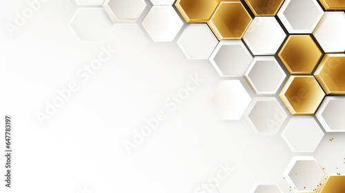 Abstract 3d gold hexagons background pattern. AI generated image