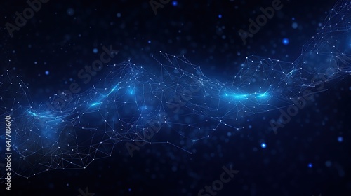 Blue science technology light glowing particles background. AI generated image