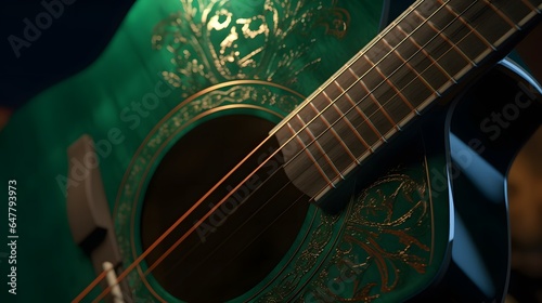 une guitare acoustique verte, généré par IA
