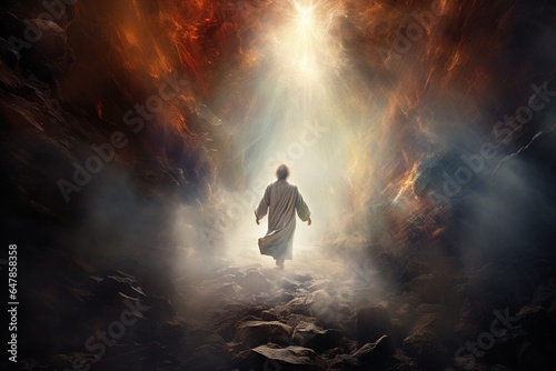  Religious biblical concept of human death, soul goes to purgatory, road to heaven, light at the end of the tunnel, road to god, life and death, heaven, heaven and hell