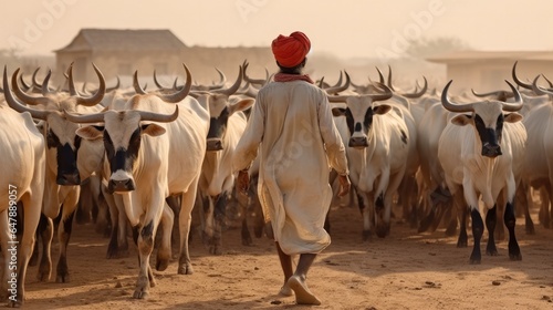 Rabari herder in a rural village, Tribal life and traditional culture.