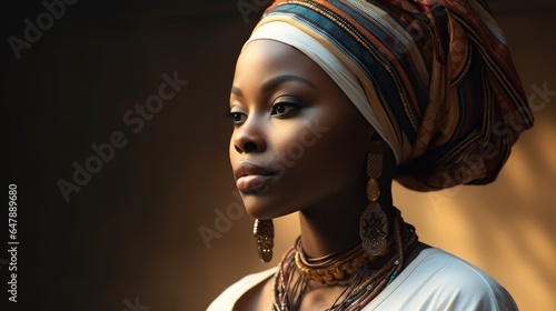 Portrait of a traditional African woman, Tribe, Culture, A captivating portrait of a traditional and radiant African woman.