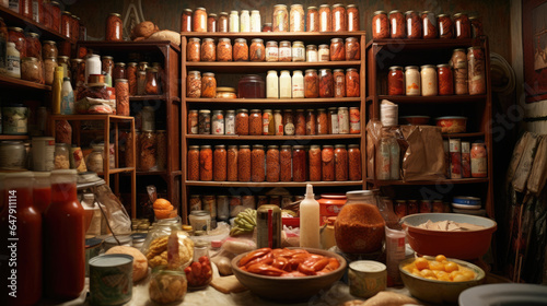 Shelves of canning jars
