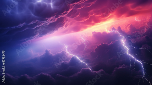 scary colored thunderstorms and dark clouds, generative ai