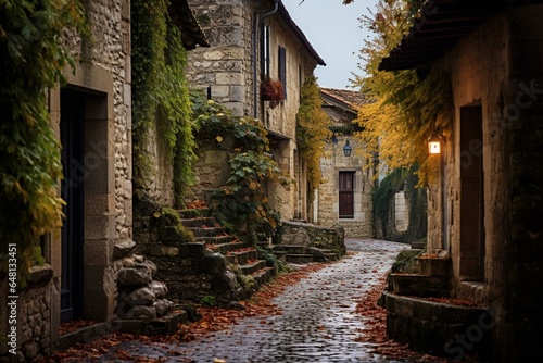 Charming, picturesque lanes in the quaint village of Lectoure located in the southern region of France - Gers. Generative AI
