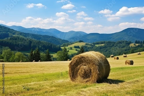 Beautiful summer landscape with haystacks.