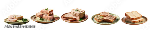 Png Set Fresh pate on bread plated on a transparent background