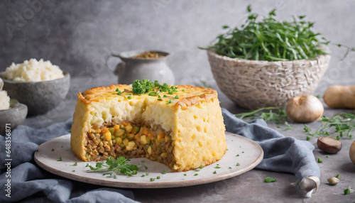 Torta de Shepherd Vegana: Uma versão vegana da clássica torta de shepherd's pie, feita com lentilhas, legumes e coberta com purê de batata.