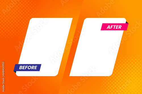 Before and after creative gradient background template. easy compare evidence badges for marketing and Two team vector templates. abstract graphical element. choose between two frames.