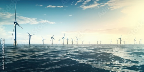 Wind turbines in open waters, a reflection of renewable energy progress.