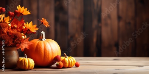 Festive Pumpkin on Thanksgiving Backdrop