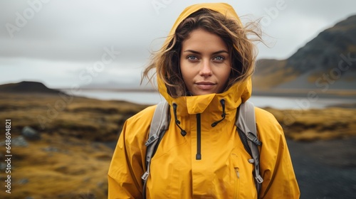 Portrait of a woman in a jacket in Iceland