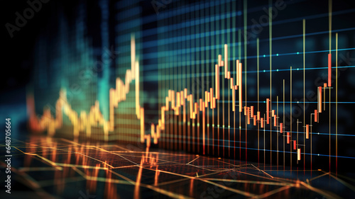 Stock market business graph chart. The concept of success and growth in business. Forex market, gold market and crude oil market. Digital illustration generative AI.