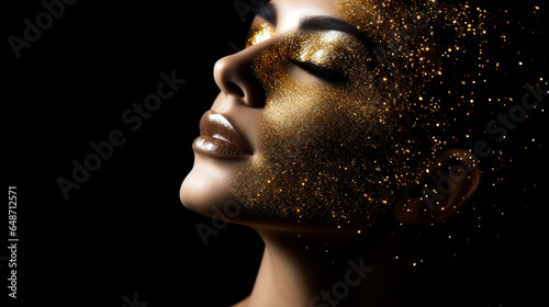 woman with golden glitter effect 1