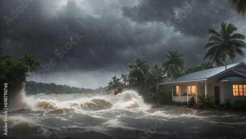 "Nature Unleashed: Torrential Storm's Deluge Engulfing Homes"