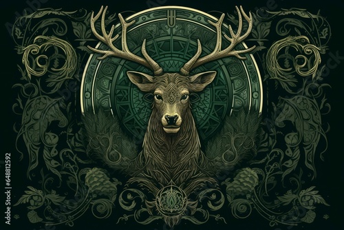 Celtic deer hunt. Generate Ai