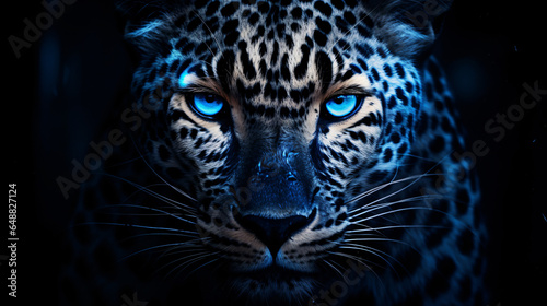 An image of leopard with blue eyes Generative AI