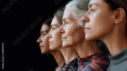 Women's Equality Day, Girls power, diversity, feminism, concept with diverse women faces. Many diverse women of different ages, nationalities and religions come together.