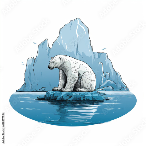 l'ours polaire blanc triste sur un iceberg à la dérive - concept du réchauffement climatique - IA Generative