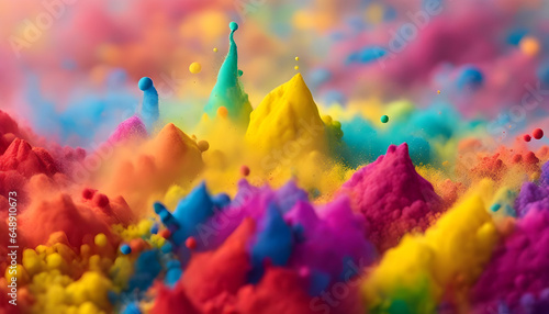 colorful rainbow holi paint color powder explosion upscaled, a group of colored smokes on a white surface with a white background Abstract painting background texture printing process stock image