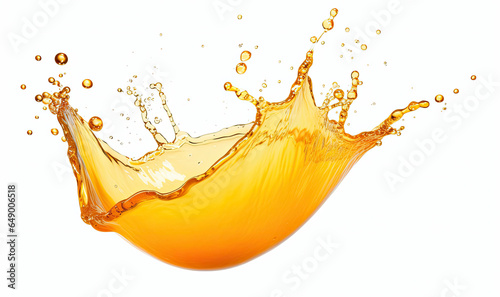 Drops bursts of orange juice on a white background