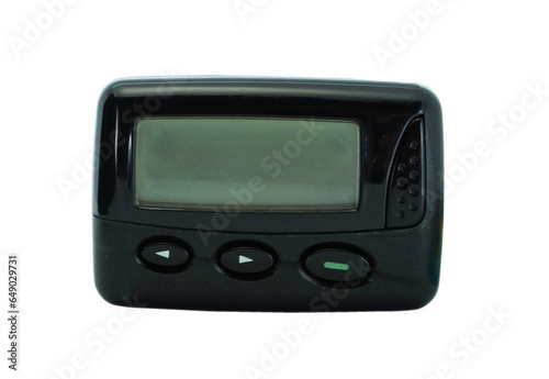 Black pager isolated on transparent. 