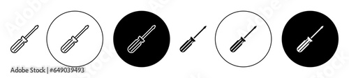 Screwdriver icon set in black filled and outlined style. suitable for UI designs