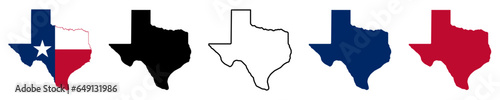 High resolution Texas map icon set isolated on transparent background. vector illustration