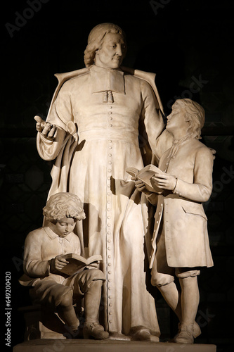 Saint Jean Baptiste de la Salle statue in St Sulpice church, Paris, France.