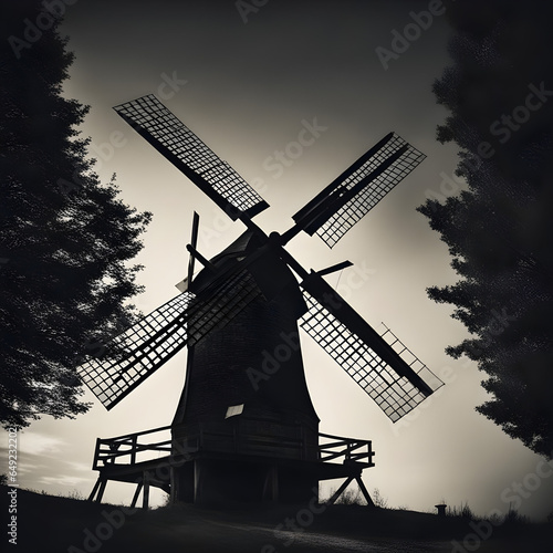 windmill in the dark