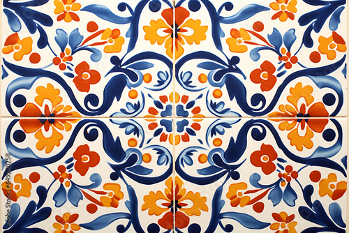 close up pattern of traditional Mexican ceramic tile