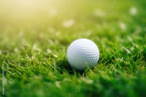 Macro View of Golf Ball Resting on the Grass