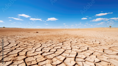 Desert landscape with sky. Drought