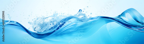 advertising banner with clean blue wave with splashes. abstract background for spa salon. Generative Ai