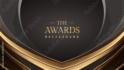 Black golden royal awards graphics background. Luxury premium corporate abstract design. Elegant realistic paper cut style 3d. Modern template certificate. Vector illustration.