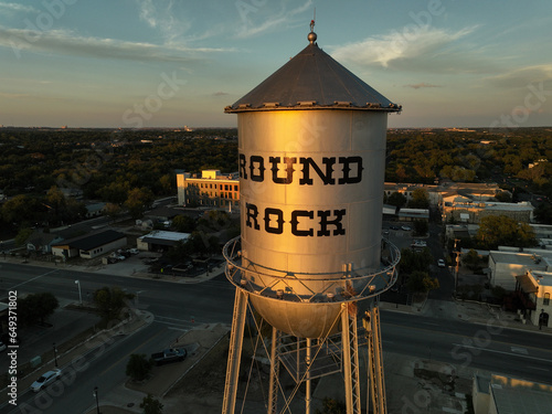 Old Water Tower in Round Rock, Texas at Golden Hour