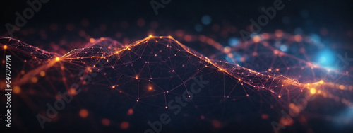 Abstract polygonal space with a low polymer dark background with connecting points and lines. Connection structure. Scientific data. Futuristic polygonal background. Triangular background. Wallpaper.