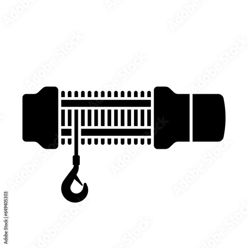 Winch icon. Black silhouette. Front side view. Vector simple flat graphic illustration. Isolated object on a white background. Isolate.