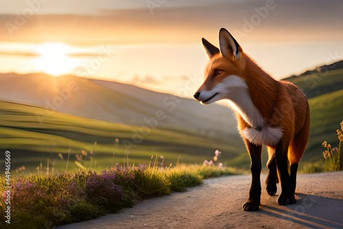 red fox vulpes standing in the field