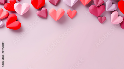 Pink copy space with heart ornament of three-dimensional