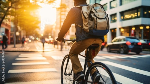 自転車と男性、ロードバイクで街を走る日本人