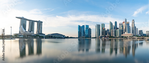 Wide panorama of Singapore cityscape at daytime 