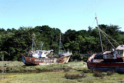 épaves,cimetière de bateaux, anse du Diben,baie de Morlaix