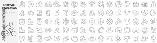 Set of linear Lifestyle recreation icons. Thin outline icons pack. Vector illustration.