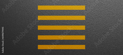 Yellow crosswalk on the asphalt road
