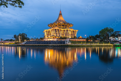 New Sarawak State Legislative Assembly Building in Kuching, Sarawak, Borneo, Malaysia. Translation: State Legislative Assembly